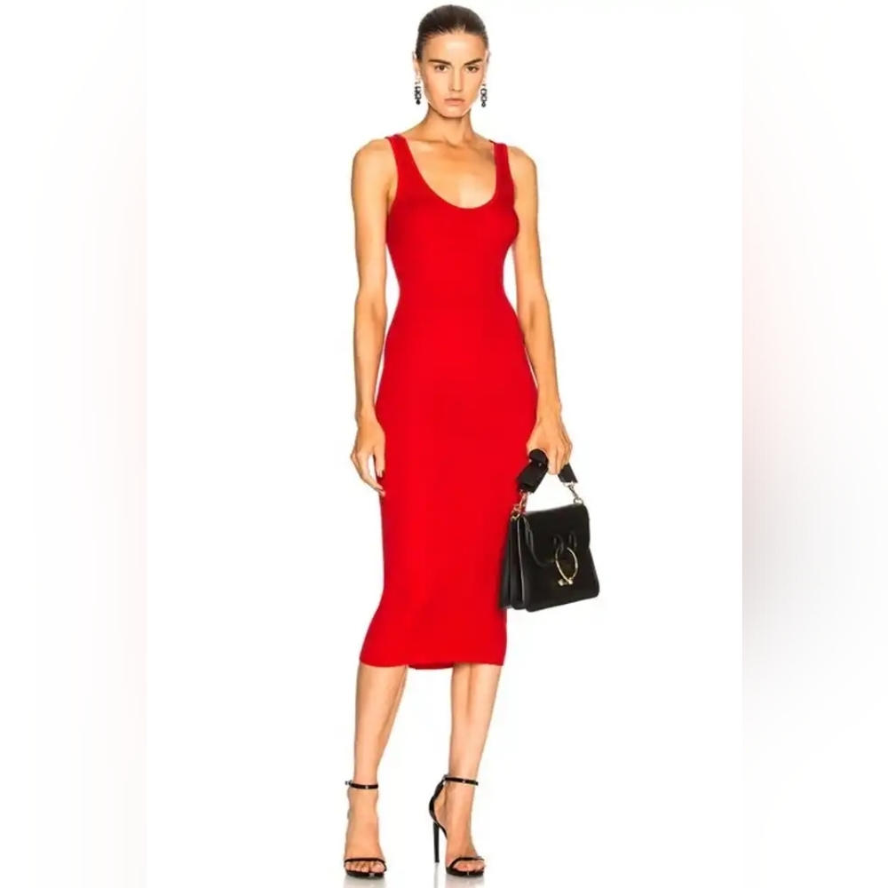 Enza Costa iconic ribbed tank dress red size medium